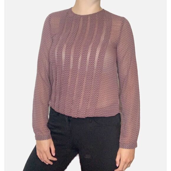 Seidensticker Blouse Women’s Long Sleeve Maroon Pleated Front Top Size 34 Small - Picture 2 of 12